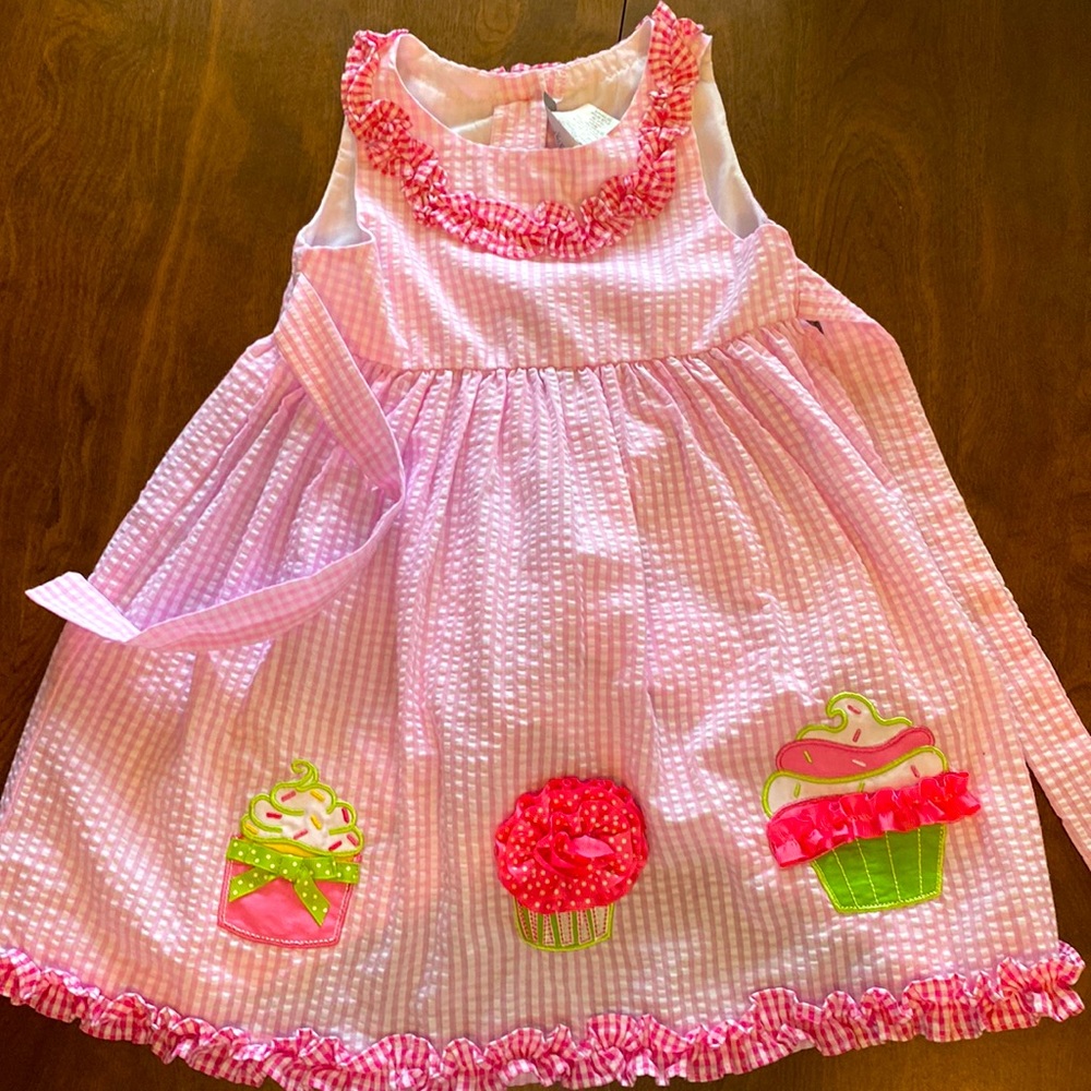 4t pink and white seersucker dress